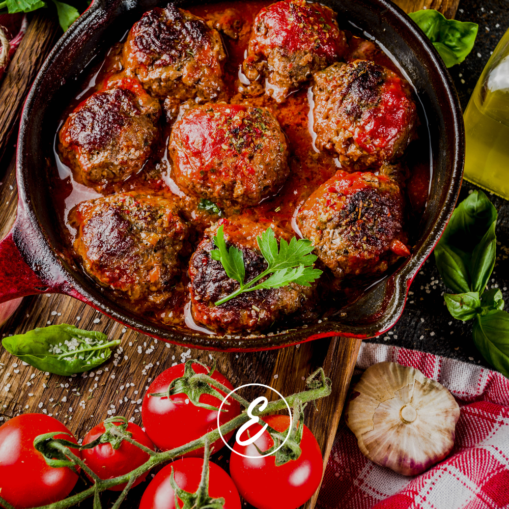 Baked Meatballs with Garden Tomato Sauce