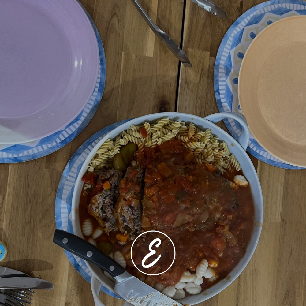 Italian Meatloaf with Gnocchi and Homemade Garlic Bread